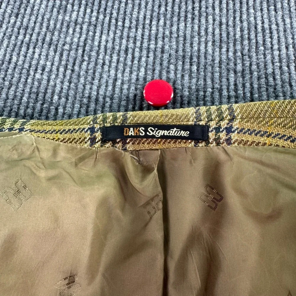 Vintage Daks Signature Sport Coat 44R Taupe Glen Plaid Wool Made In Britain